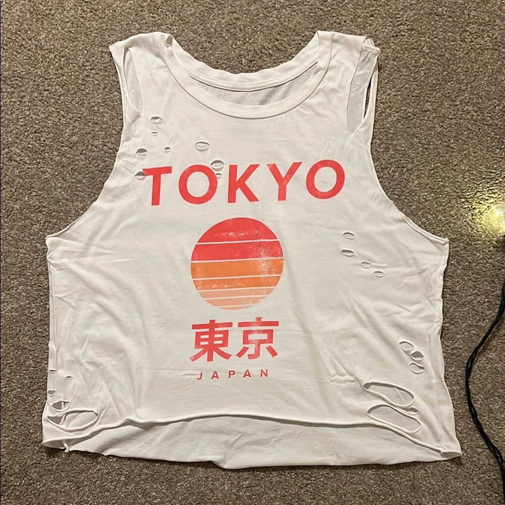 White Tokyo Graphic Tank Top